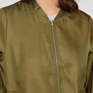 <b>Women</b> Satin <b>Jacket</b> Solid Color <b>Lightweight</b> Zip Front Long Sleeve Casual Outerwear Ribbed Cuffs Smooth Glossy Finish Daily - Product Image 5