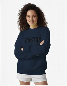 Sweat-shirt à col roulé bleu marine pour femme, coupe classique, manches longues, 100% coton tricoté, respirant, vêtement d'automne - Product Image 3