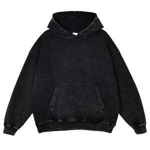 Sweat-shirt à capuche oversize décontracté pour homme, en coton molletonné uni délavé à l'acide, style streetwear vintage, séchage rapide - Product Image 1