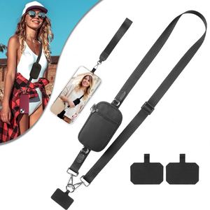 สายคล้องโทรศัพท์แบบคลิปหนีบพร้อมกระเป๋าสตางค์และกระเป๋าซิป ปรับระดับได้ กันลื่น ปรับขนาดได้ - Product Image 1