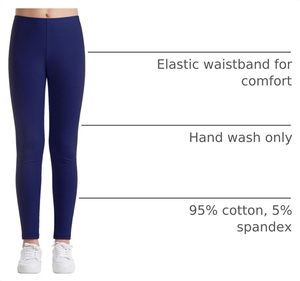 Leggings blancos con cintura elástica para niñas, de algodón y spandex, con logotipo de marca personalizado, uniformes escolares, pantalones al por mayor. - Product Image 4