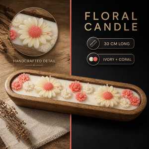 Vela Aromática Artesanal en Tazón de Madera, Vela de Cera de Soja Floral, Vela Decorativa para Decoración del Hogar - Product Image 6