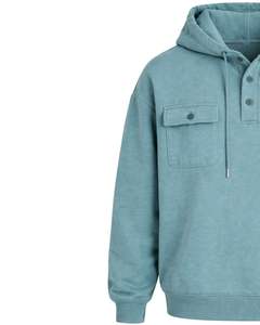 Sudadera con Capucha Azul Turquesa para Hombre, con Cierre de Botones, Bolsillo Doble en el Pecho, Estilo Casual Urbano, Fabricante Personalizado - Product Image 2