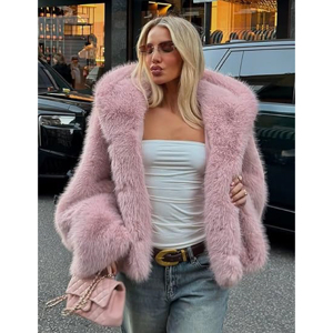 Chaqueta Corta con Capucha de Piel Sintética Ultra Suave y Esponjosa, Estilo Chic, Abrigo de Invierno Grueso, Térmico y Acogedor para Mujer - Product Image 2