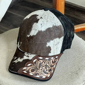 Gorras de Vaquero de Cuero Genuino con Pelo de Vaca y Diseño Floral, Ajustables con Malla Trasera, Precio de Fábrica 2026, para Unisex - Product Image 2