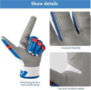Guantes de bateo de béisbol para hombres y mujeres hechos de cuero de alta calidad con excelente flexibilidad y protección mejorada - Product Image 3