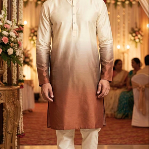 Royal Utsav - Traje Tradicional Indio para Hombre, Amarillo, Bordado Bandhani, Suave, de Secado Rápido, Largo hasta el Suelo, Corte Regular, para Todas las Temporadas, Ideal para Fiestas Diwali - Product Image 1
