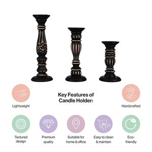 Handcrafted Wooden <b>Taper</b> <b>Candle</b> Holder Set Rustic Decorative Candlestick Stand for Wedding Dining Table Home Decor - Product Image 2