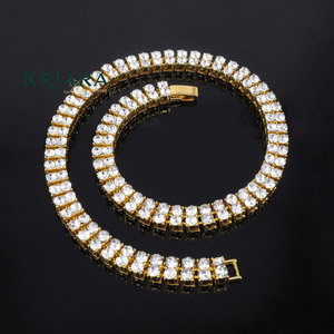 Gold Plated S925 Moissanite Tennis Necklace Round Brilliant Cut Channel Setting Luxury Unisex Party Jewelry - Product Image 1