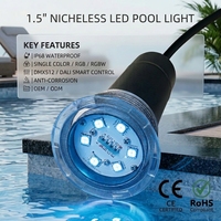 Projecteur LED de piscine sans niche Green Element 1,5 pouces 12V IP68 étanche en résine ABS pour revêtement vinyle RGBW à intensité variable avec télécommande