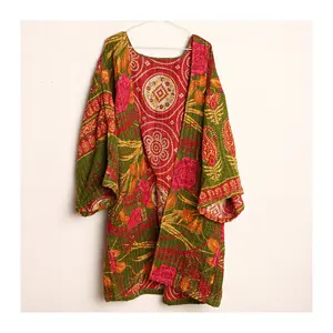 Atacado Indiano algodão vintage kantha quilt jaqueta plus size meninas blazer étnica kantha vintage acolchoado jaqueta