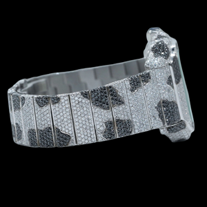 Trendy 41MM Luxury Moissanite Diamond Stones Stainless Steel Fashion Smart Dial Display Glass <b>Window</b> Man's Watch <b>Silicone</b> Band - Product Image 3