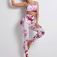 Conjunto de Leggings de Yoga y Sujetador Deportivo para Mujer, con Sublimación Personalizada en la Parte Delantera, Transpirable, de Spandex/Nylon, con Cintura Elástica