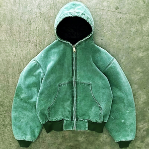 Sweat à capuche d'hiver personnalisé en molleton 300g 100% coton, écologique et respirant, avec broderie vieillie et effet délavé soleil, style vintage délavé à l'acide - Product Image 6