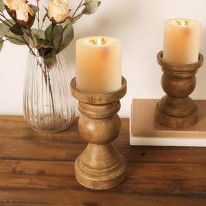 Support à bougie en bois massif tourné, porte-bougie décoratif, support à bougie d'église, décoration de table de Noël - Product Image 6
