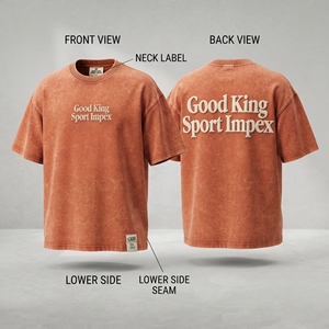 Camiseta Oversize Vintage con Lavado Ácido Personalizado, Algodón Pesado, Estilo Urbano, Hombros Caídos, Lisa, con Logotipo Estampado en 3D para Hombre - Product Image 3