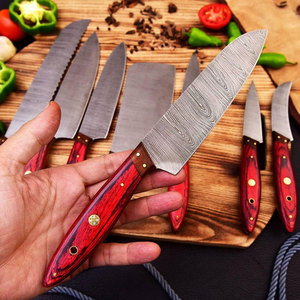 Damascus Steel Chef <b>Knife</b> Set Multi Piece <b>Kitchen</b> Cooking Tool Collection for Home Chefs Restaurants Catering Services - Product Image 2
