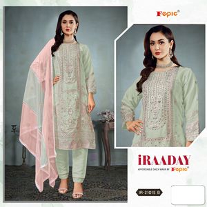 Eid especial elegante Organza bordada Shalwar Kameez con trabajo hecho a mano pesado festivo Santoon inferior para fiestas y celebraciones - Product Image 3