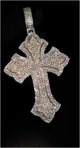 Pendentif unisexe en forme de croix en moissanite taille ronde, plaqué or, tendance, en argent sterling 925, pendentif croix Jésus chrétien - Product Image 3