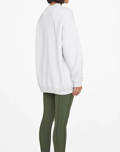 Sudadera Deportiva Extra Grande con Cuello Redondo y Lentejuelas de Cristal para Mujer, Manga Larga, Tejido de Punto Sólido, Algodón, Fibra de Bambú, Otoño - Product Image 3
