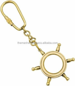 Porte-clés de luxe en laiton massif de créateur fait main Porte-clés de roue de bateau de haute qualité avec belle sérigraphie - Product Image 1