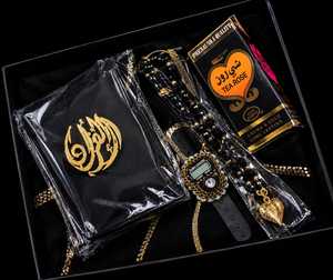 Coran sacré avec tasbih et compteur numérique dans un coffret cadeau noir, calligraphie dorée, design arabe, présentation élégante, autres articles vestimentaires - Product Image 2
