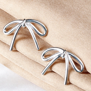 Wholesale Solid 925 <b>Sterling</b> <b>Silver</b> Polished Ribbon Bow <b>Stud</b> <b>Earrings</b> Memoria Jewels - Product Image 3