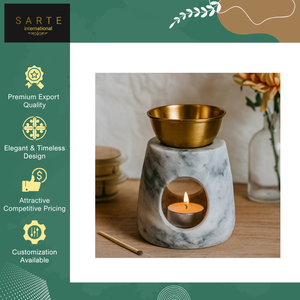 Top Notch Quality Bulk Supply Handmade Eco-Friendly Marble Brass Oil Burner Essential Oils Premium <b>Aroma</b> Fragrance <b>Diffuser</b> - Product Image 6