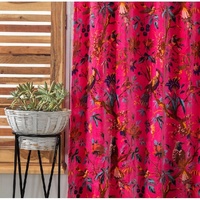Rideaux imprimés floraux indiens faits à la main avec des fleurs colorées vives, ensemble de 2 panneaux pour salon, salle à manger, chambre à coucher, nouvelle collection