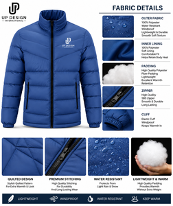 Chaqueta Acolchada Ligera para Hombre, Personalizada, con Aislamiento, para Invierno, con Cierre, de Poliéster, Informal, para Exteriores, Fabricante OEM ODM - Product Image 5