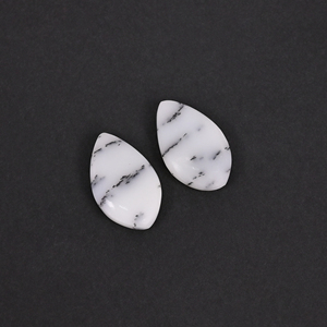 Opale dendritique naturelle 14,2 carats (poids d'une paire) 20x12mm forme fantaisie blanc-gris certifiée pierre précieuse en vrac Shilpi Impex - Product Image 3