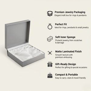 <b>Small</b> Portable Kraft Paper Jewelry <b>Packaging</b> <b>Box</b> | Cardboard Gift <b>Box</b> with Matte Lamination & Sponge Insert for Rings & Pendants - Product Image 6