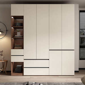 Armoire moderne en teck massif, armoire minimaliste pour chambre à coucher, armoire de rangement avec tiroirs et étagères pour appartement, salon, durable - Product Image 2