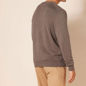 Pull à col rond pour homme, manches longues, couleur unie, laine anti-boulochage, vêtements d'automne, cardigan tricoté pour homme - Product Image 1