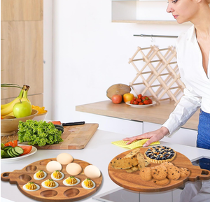 Organizador de huevos cocidos de nuevo diseño, plato de madera, bandeja para huevos de madera de acacia personalizada, ¡muy vendido! - Product Image 3