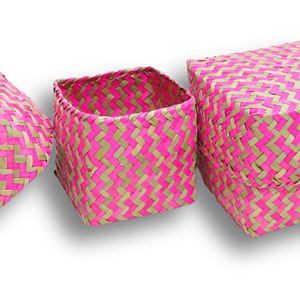 Cajas de regalo de hoja de palma tejidas ecológicas, diseño geométrico de alta calidad para exhibición de acento decorativo - Product Image 6