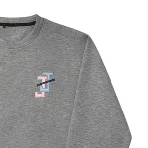 Sweat-shirt à col rond gris brodé pour homme, en molleton doux, à manches longues, décontracté, vêtement d'hiver tendance - Product Image 5