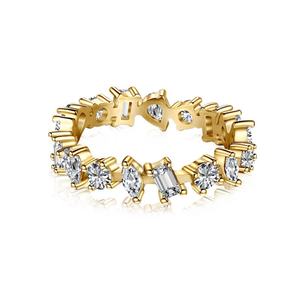 Anillo de Joyería Fina, Corte Princesa, Chapado en Oro sobre Plata, Anillo de Plata de Ley 925 - Product Image 1