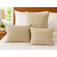 Housse de coussin en lin brodé de style européen haut de gamme |   Coussin décoratif avec bordure festonnée