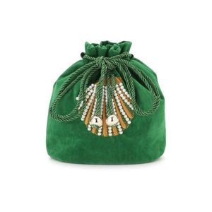 Bolso Potli de Algodón Hecho a Mano con Cuentas, Bordado de Seda, Lujoso Bolso de Hombro para Novia, con Cadena, para Boda, Fiesta, o Evento Nocturno - Product Image 6