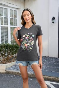 Camiseta de Algodón Estampada para Mujer, Camiseta Moderna con Gráficos, Corte Holgado Informal, Tela Transpirable, Ropa de Calle Elegante para Mujer, Ropa de Verano - Product Image 4