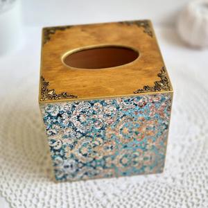 Boîte à mouchoirs rectangulaire en bois imprimé, boîte à mouchoirs classique en bois imprimé pour l'organisation de la maison, boîte de rangement en gros - Product Image 6