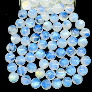 Lot de pierres précieuses en vrac de pierre de lune arc-en-ciel naturelle ronde de 9 mm, cabochon, effet bleu éclatant, prix de gros pour la fabrication de bijoux - Product Image 3
