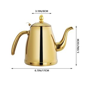 Bouilloire à café en acier inoxydable à bec col de cygne, plaquée or, pour infusion de précision, théière pour préparer le café et le thé - Product Image 4