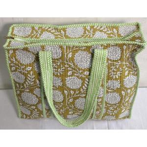 Sac fourre-tout matelassé en coton à imprimé floral, sac à main zippé, sac à bandoulière pour femme, fait main, style bohème indien - Product Image 3