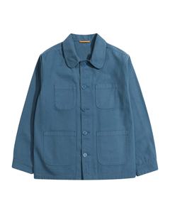 Veste de travail française personnalisée pour hommes en gros, manteau en sergé de coton bleu OEM, uniforme de travail durable et utilitaire - Product Image 1
