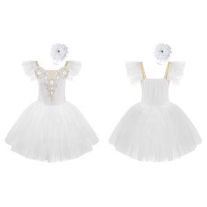 3-14 niños niñas ropa elegante encaje flor decorado tutú malla baile vestido con tocado puesta en escena Ballet baile fiesta - Product Image 2