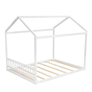 Letto a casetta in legno bianco Queen Size con testiera per la cameretta dei bambini - Product Image 5