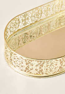 Home Hotel or Restaurant Custom Size for Serving Food at the <b>Table</b> Laser Cutting Rose Gold <b>Round</b> Metal <b>Tray</b> - Product Image 3