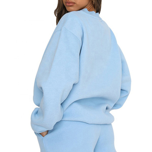 Sudadera de cuello redondo para mujer, de todos los colores, corte holgado, forro polar, con logo personalizado, estilo casual urbano, venta al por mayor B2B - Product Image 6